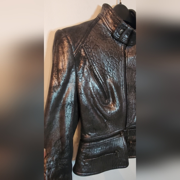 ROBERT RODRIGUEZ -size 6- metalic leather jacket 100%leather - Picture 5 of 12